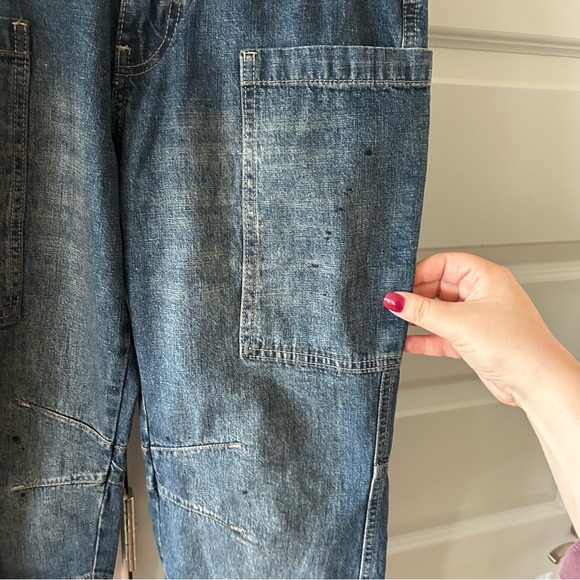 NWT Free People Oasis Crop Jeans Paint Cargo Cinch - Picture 5 of 7